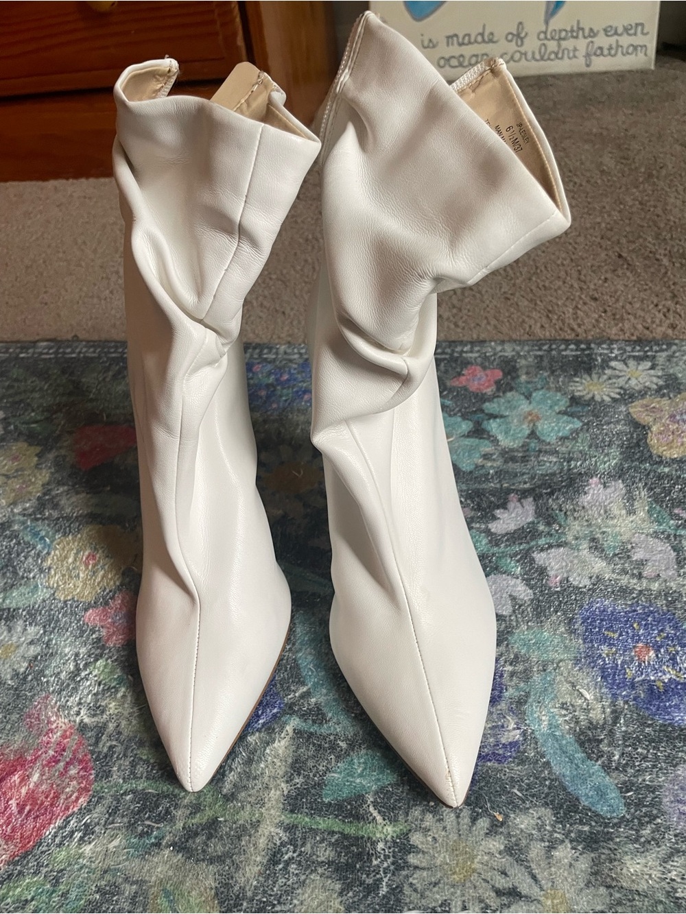 Jessica Simpson White Pointed Toe Slouch Ankle Boots